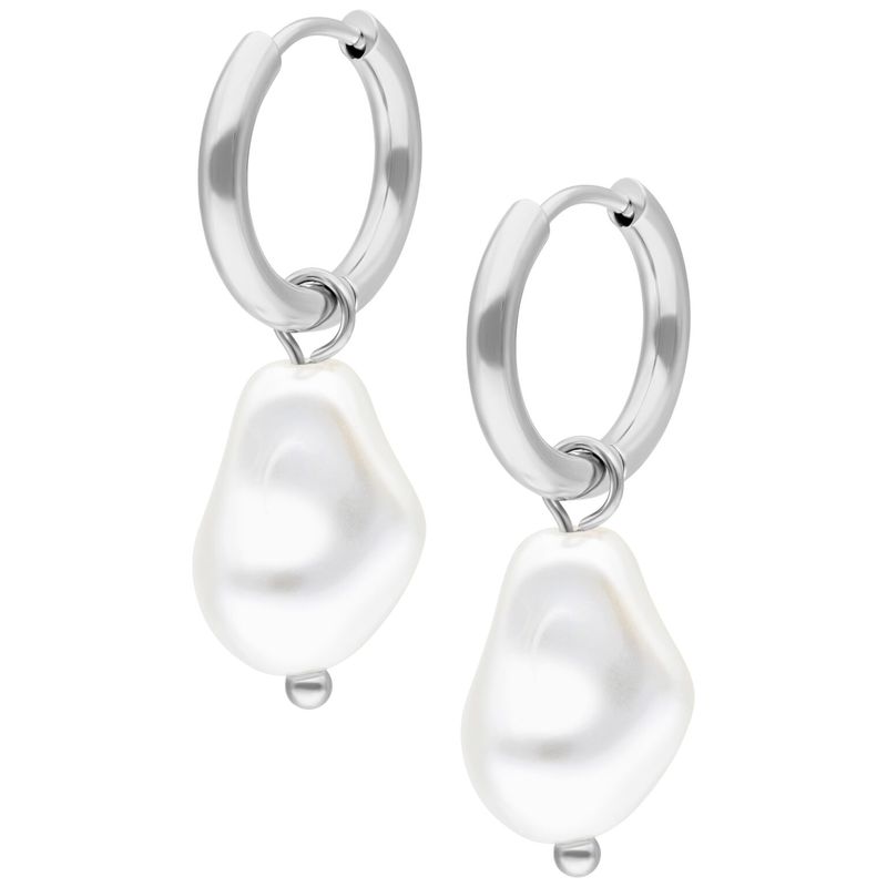 Little Hoops - Baroque Synthetic Pearl Little Hoops - Baroque Synthetic Pearl