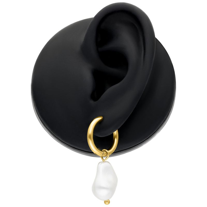 Little Hoops - Gold Baroque Synthetic Pearl