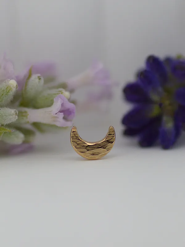 Alchemy Adornment 14K Solid Yellow Gold Moon 3,1x4,2 mm - Bark texture