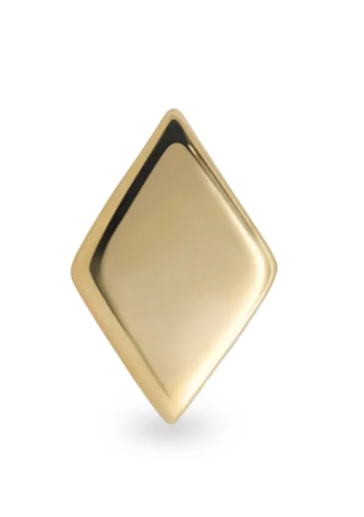 Alchemy Adornment 14K Solid Yellow Gold threaded Diamond Shape 3.3x5 mm - Mirror Finish