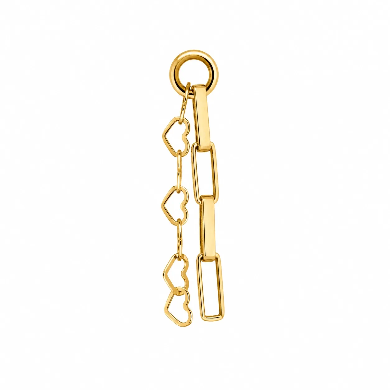 Alchemy Adornment 14K Solid Yellow Gold Tassle - Elongated Box Chain & Heart Chain Alchemy Adornment 14K Solid Yellow Gold Tassle - Elongated Box Chain & Heart Chain