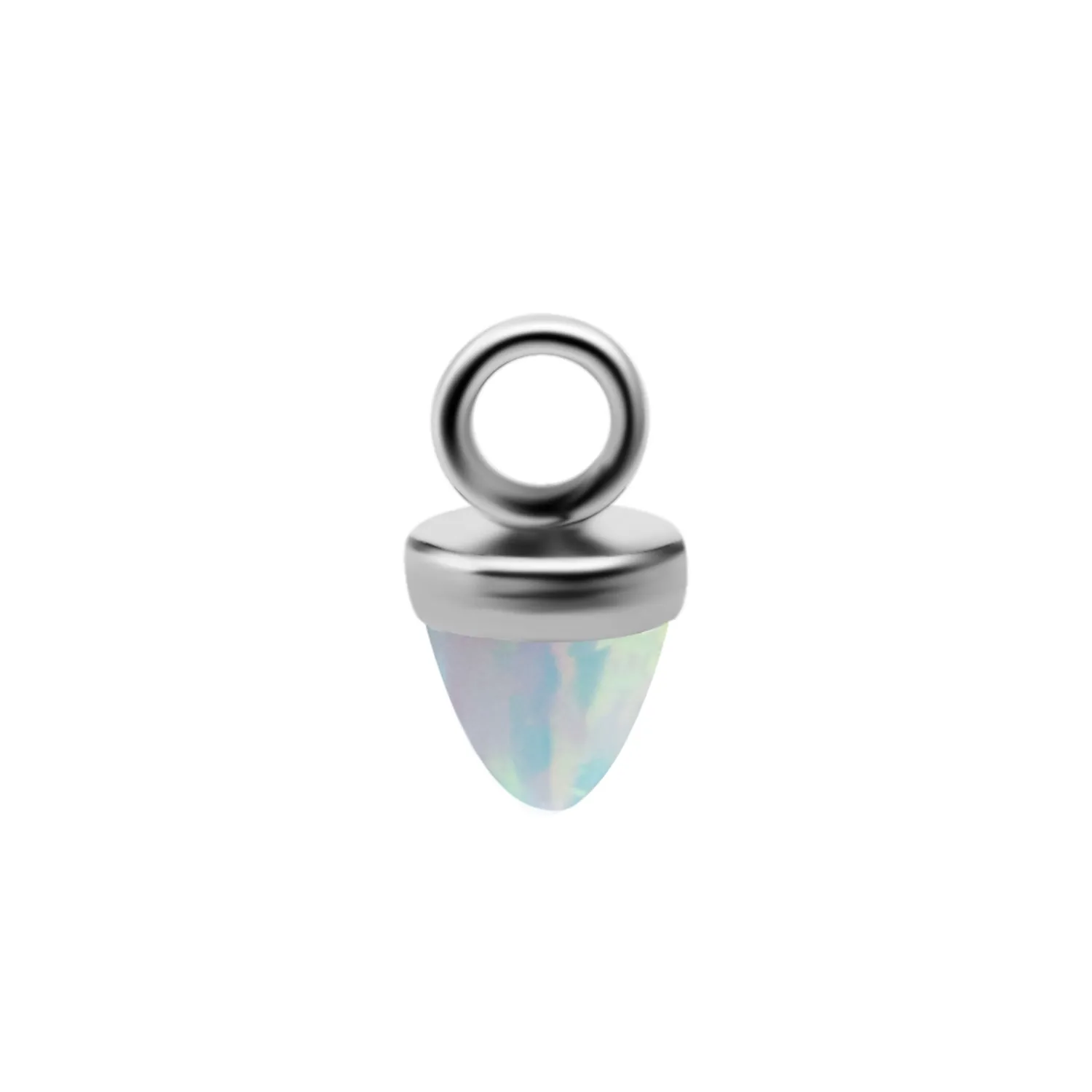 Stainless Steel Charm Faux-pal Cone - White Opal
