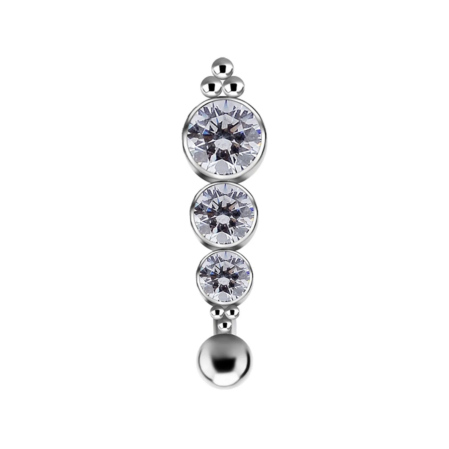 Titanium Internally Threaded Navel Curve Beaded Accents  # 2