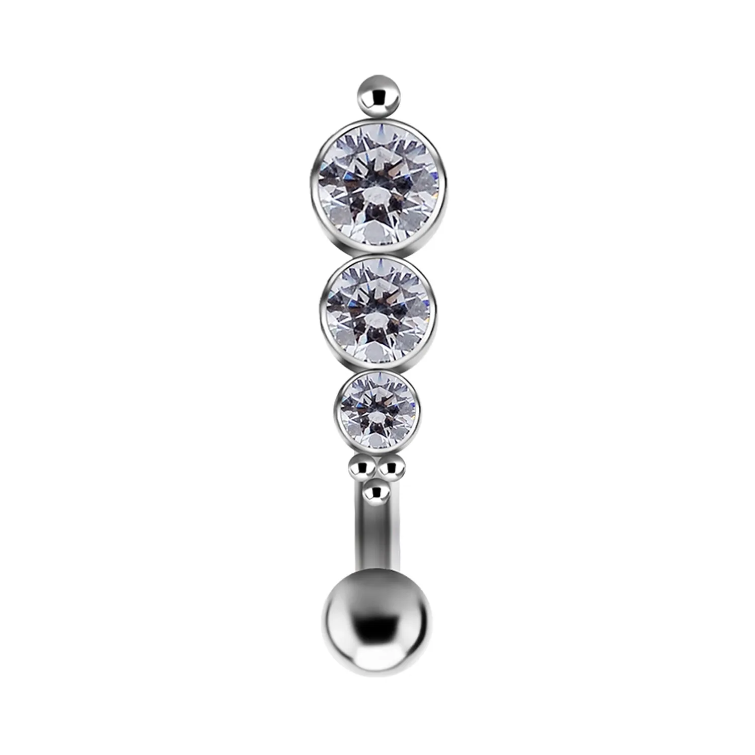 Titanium Internally Threaded Navel Curve Beaded Accents  # 3