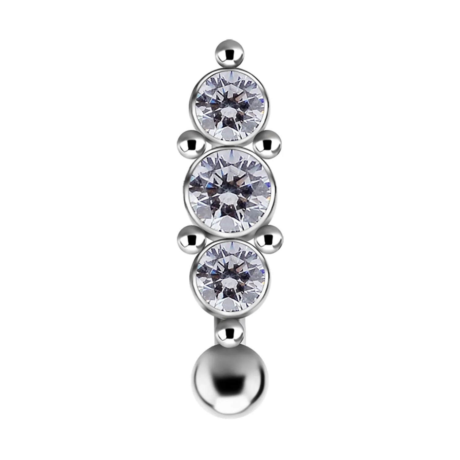 Titanium Internally Threaded Navel Curve Beaded Accents  # 4