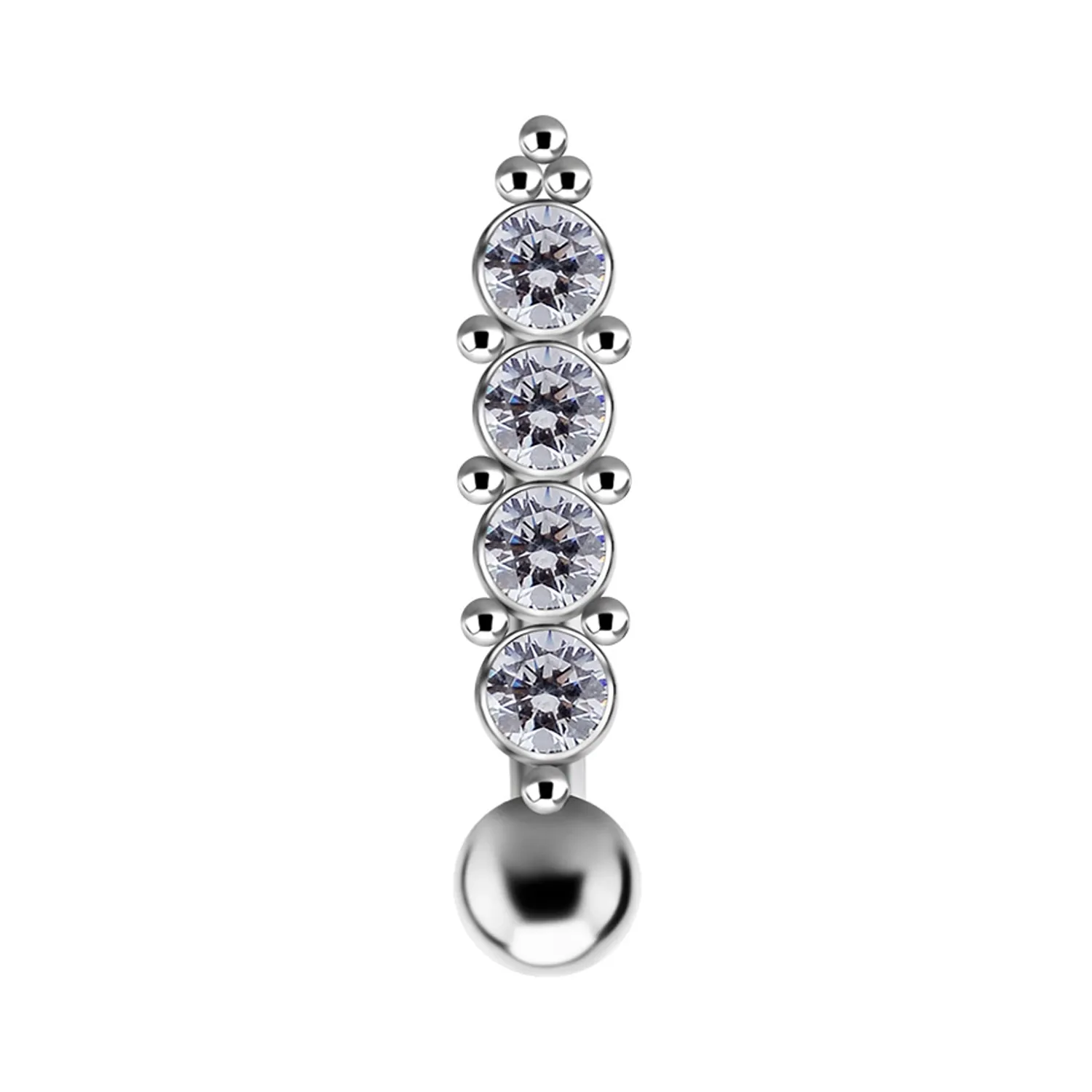 Titanium Internally Threaded Navel Curve Beaded Accents # 5 Titanium Internally Threaded Navel Curve Beaded Accents # 5