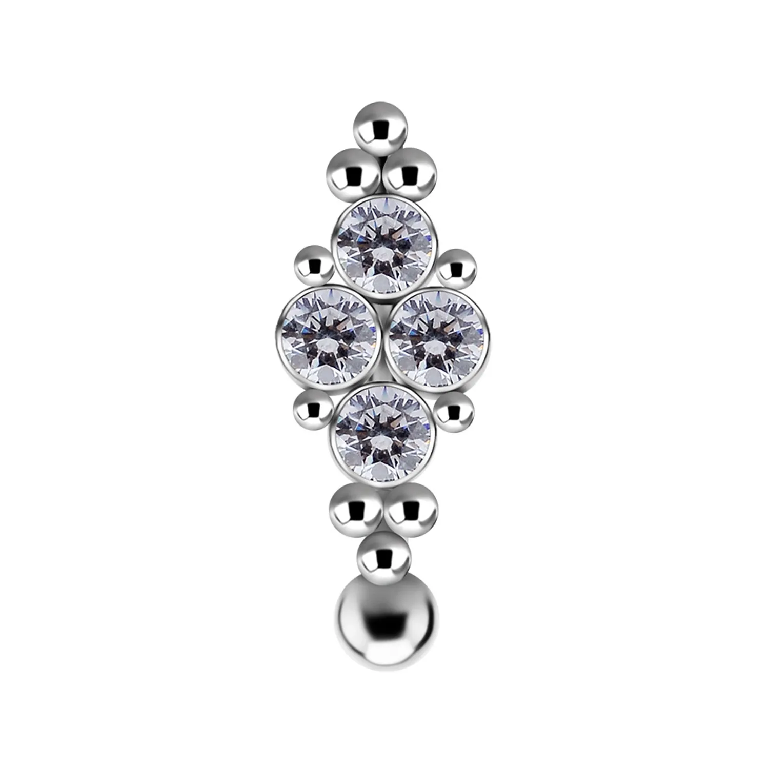 Titanium Internally Threaded Navel Curve Beaded Accents # 1 Titanium Internally Threaded Navel Curve Beaded Accents # 1