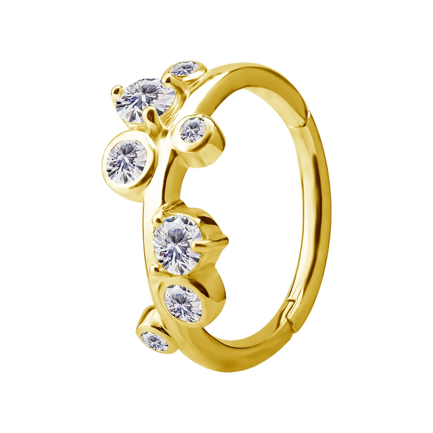 18K Solid Yellow Gold Blossom Clicker Ring