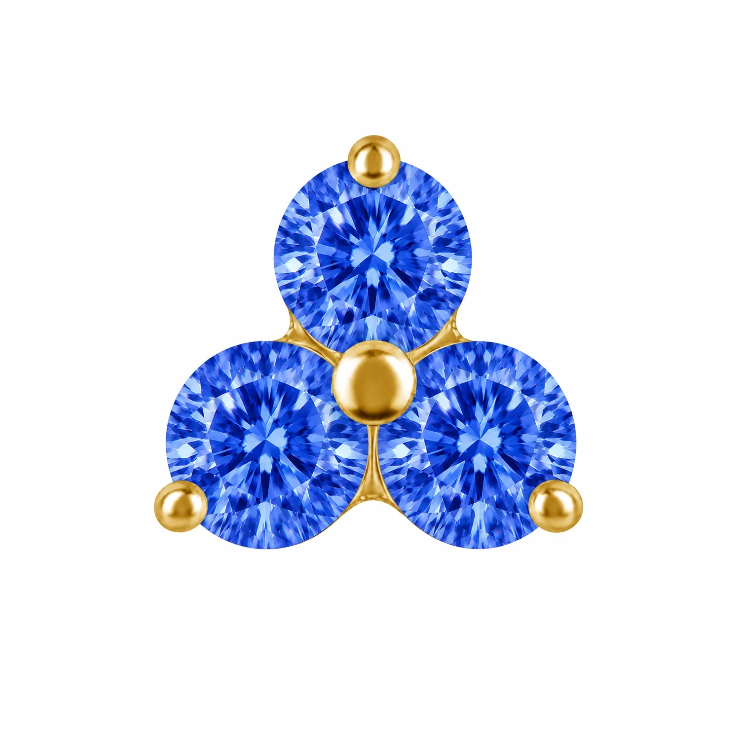 18K Solid Yellow Gold Threaded Trinity 1.6 mm - Sapphire CZ 18K Solid Yellow Gold Threaded Trinity 1.6 mm - Sapphire CZ