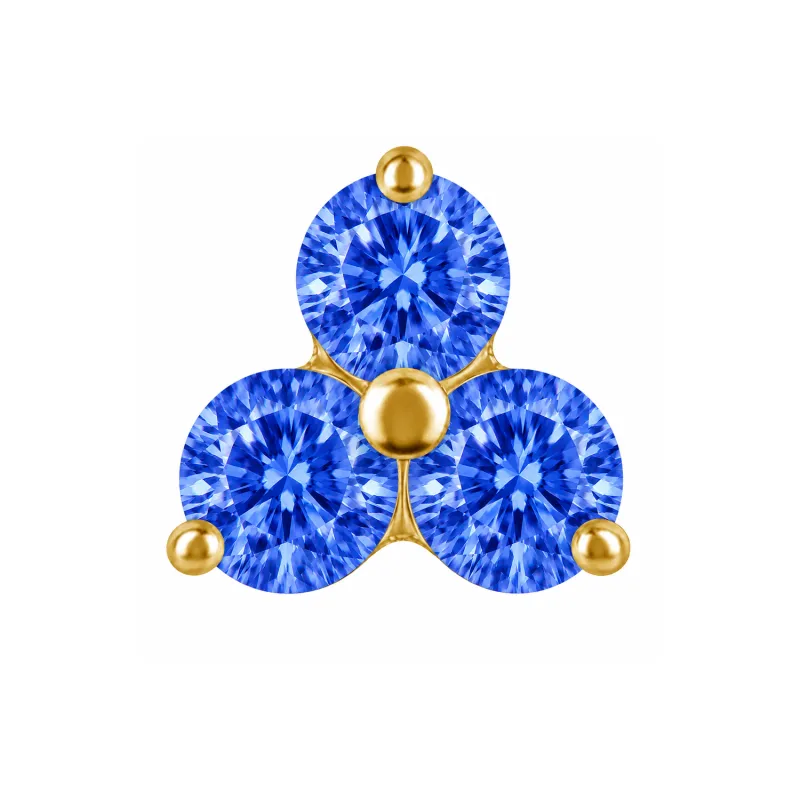 18K Solid Yellow Gold Threaded Trinity 1.6 mm - Sapphire CZ 18K Solid Yellow Gold Threaded Trinity 1.6 mm - Sapphire CZ