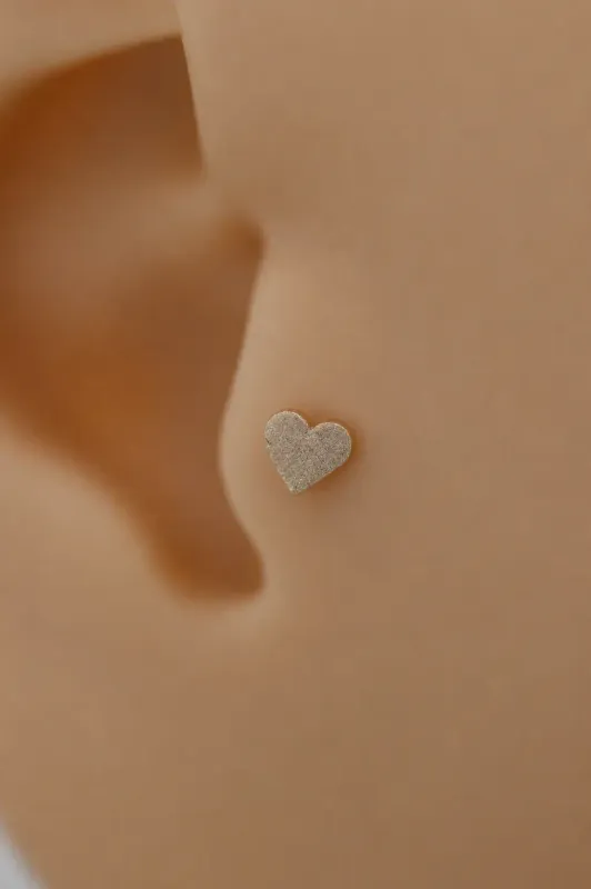 Alchemy Adornment 14K Solid Yellow Gold  threadless Heart end - 4x3.5mm - Sandblasted Finish