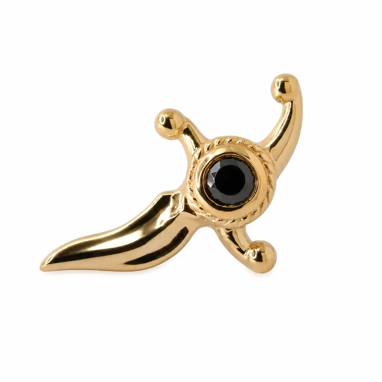 Alchemy Adornment 14K Solid Yellow Gold Gem Dagger Threadless End 12x7mm - Left