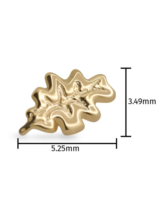 Alchemy Adornment 14K Solid Yellow Gold 1mm/1.2mm Threaded End - Oak Leaf