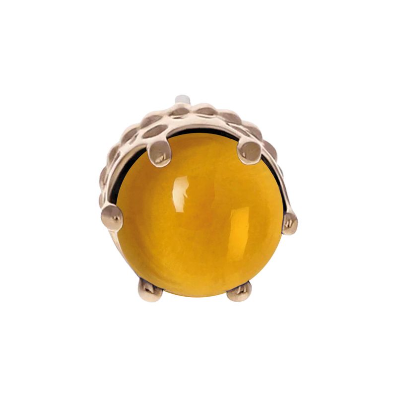 14K Solid Yellow Gold Threadless Queen End - 3 mm Citrine Cabochon