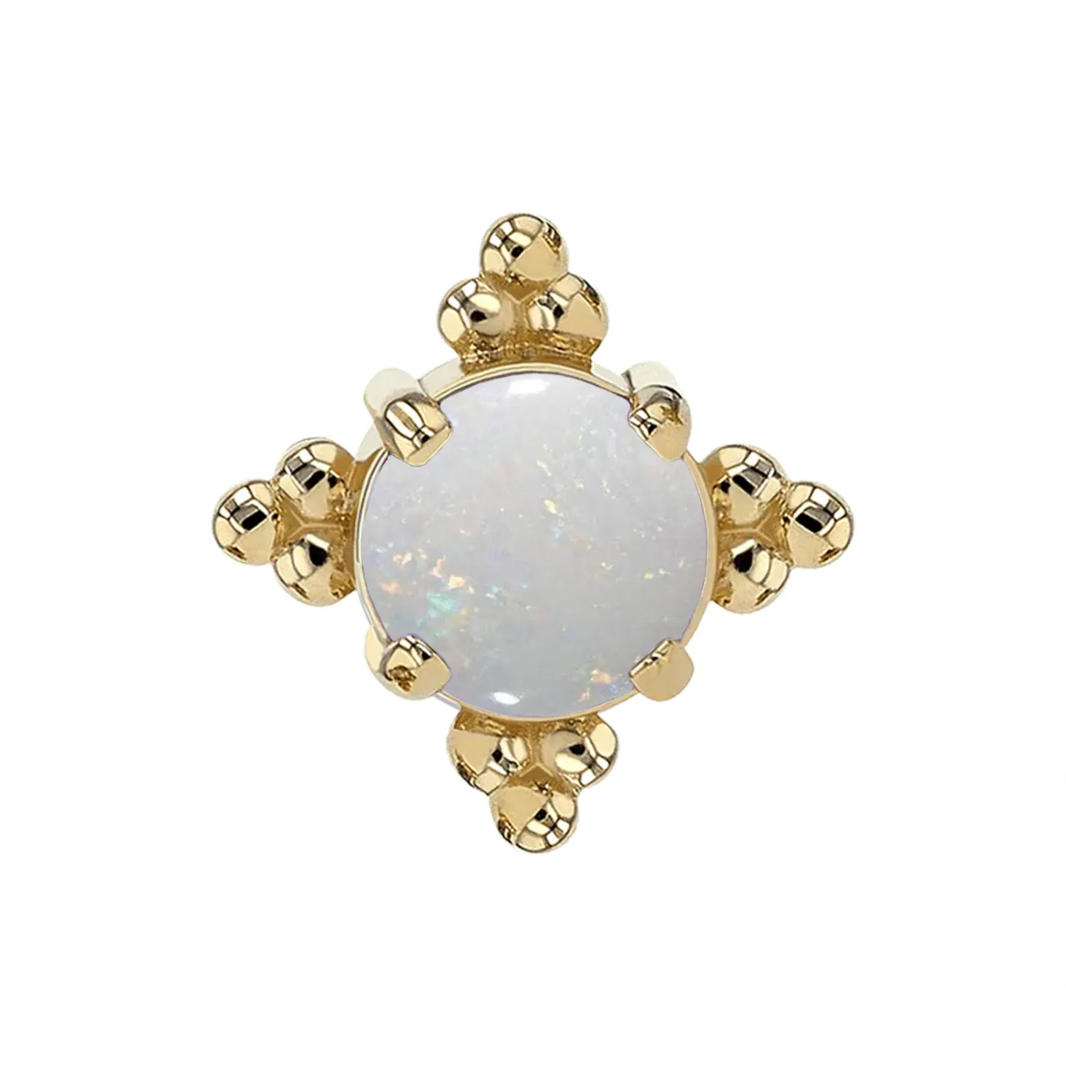 14K Solid Yellow Gold ThreadlessZia End - 2,5 mm Synthetic White Opal 14K Solid Yellow Gold ThreadlessZia End - 2,5 mm Synthetic White Opal
