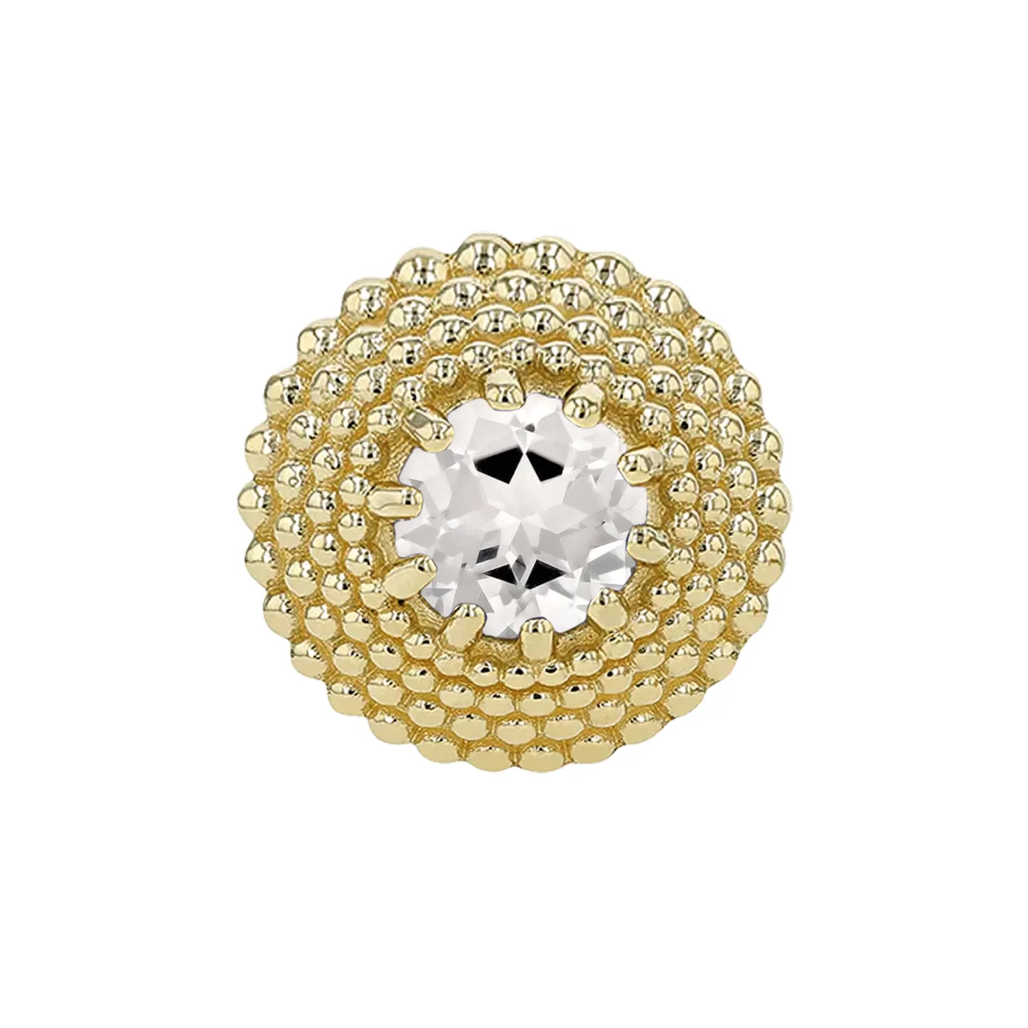 14K Solid Yellow Gold Threadless Gem Hera End - 1,5 mm White Passion Topaz