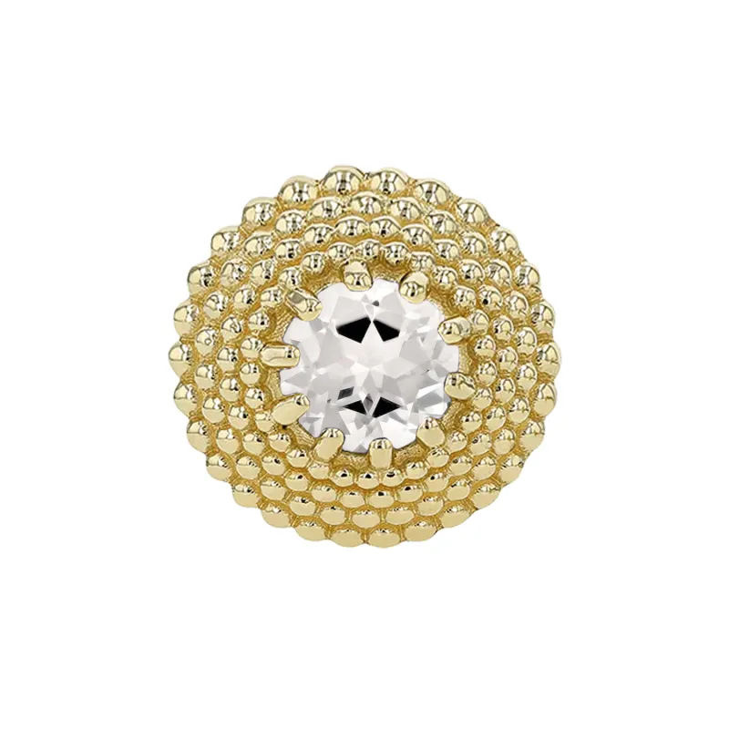 14K Solid Yellow Gold Threadless Gem Hera End - 1,5 mm White Passion Topaz
