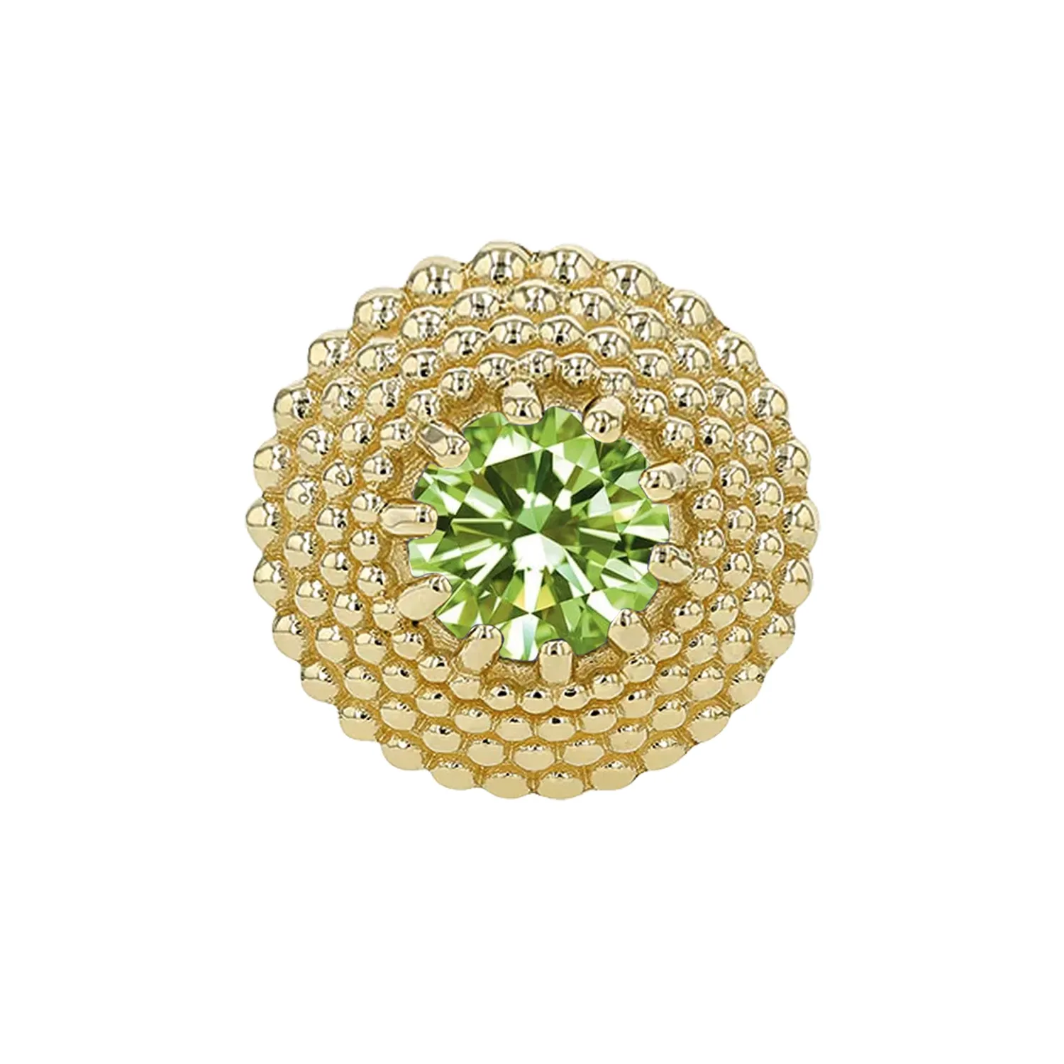 14K Solid Yellow Gold Threadless Gem Hera End - 1,5 mm Peridot