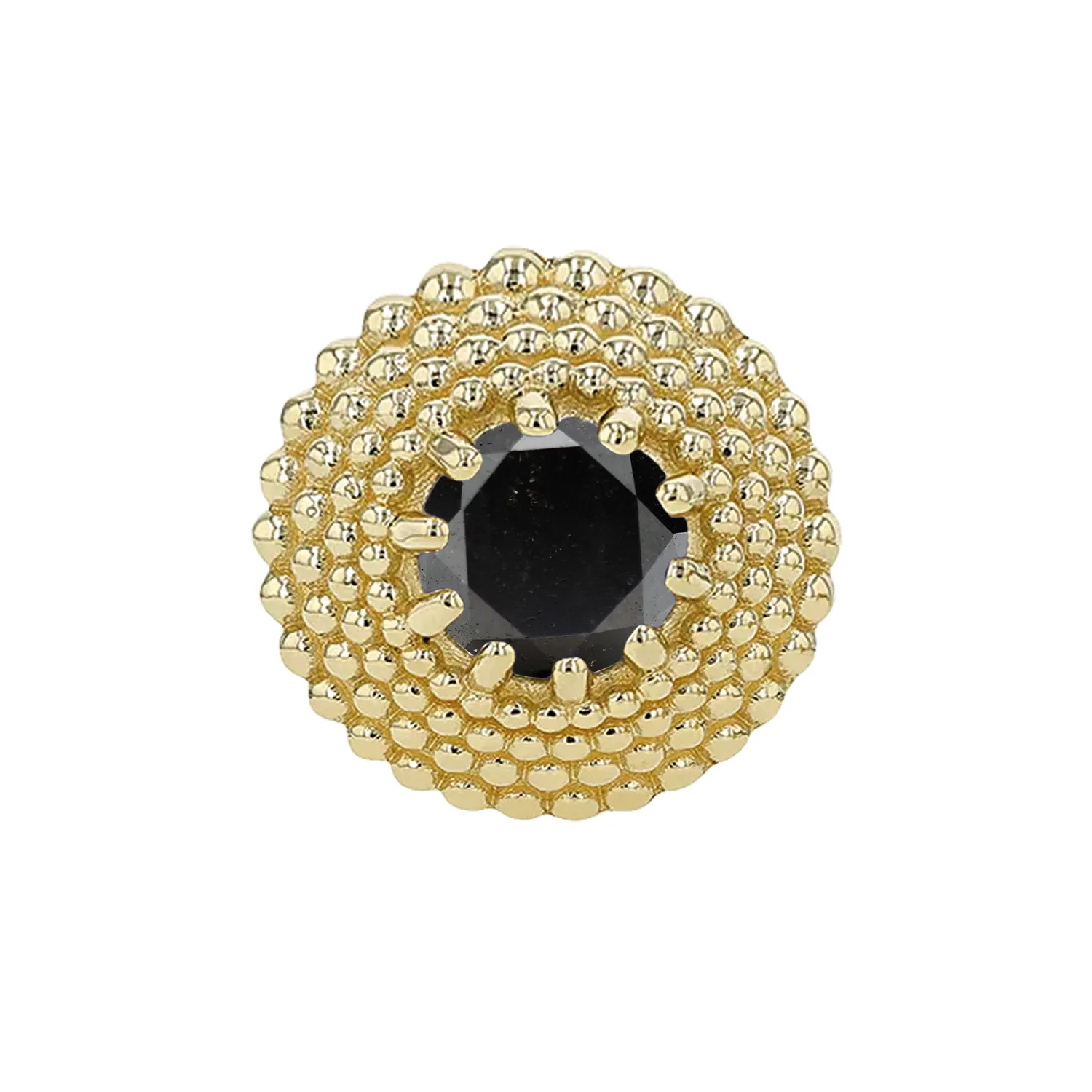 14K Solid Yellow Gold Threadless Gem Hera End - 1,5 mm Black Diamond