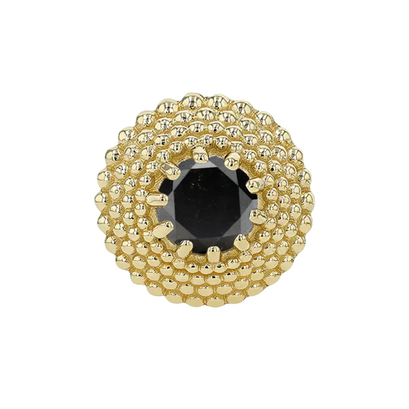 14K Solid Yellow Gold Threadless Gem Hera End - 1,5 mm Black Diamond
