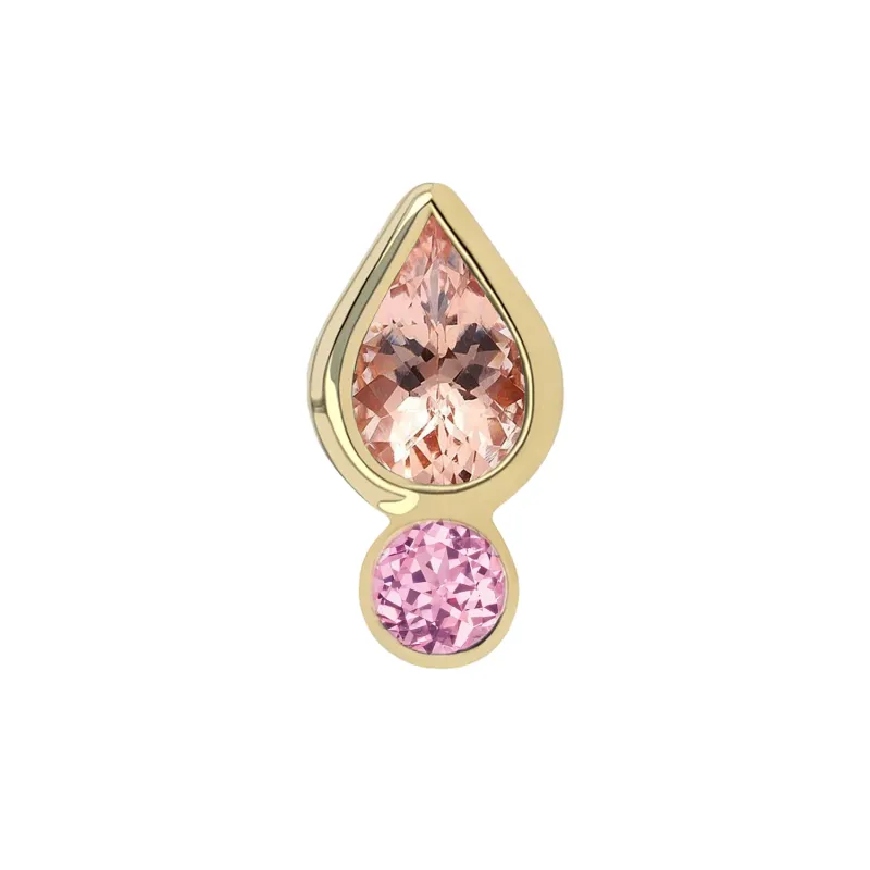 14K Solid Yellow Gold Threadless Icon End - 2x3 mm Dusty Morganite & 1,5mm Primrose