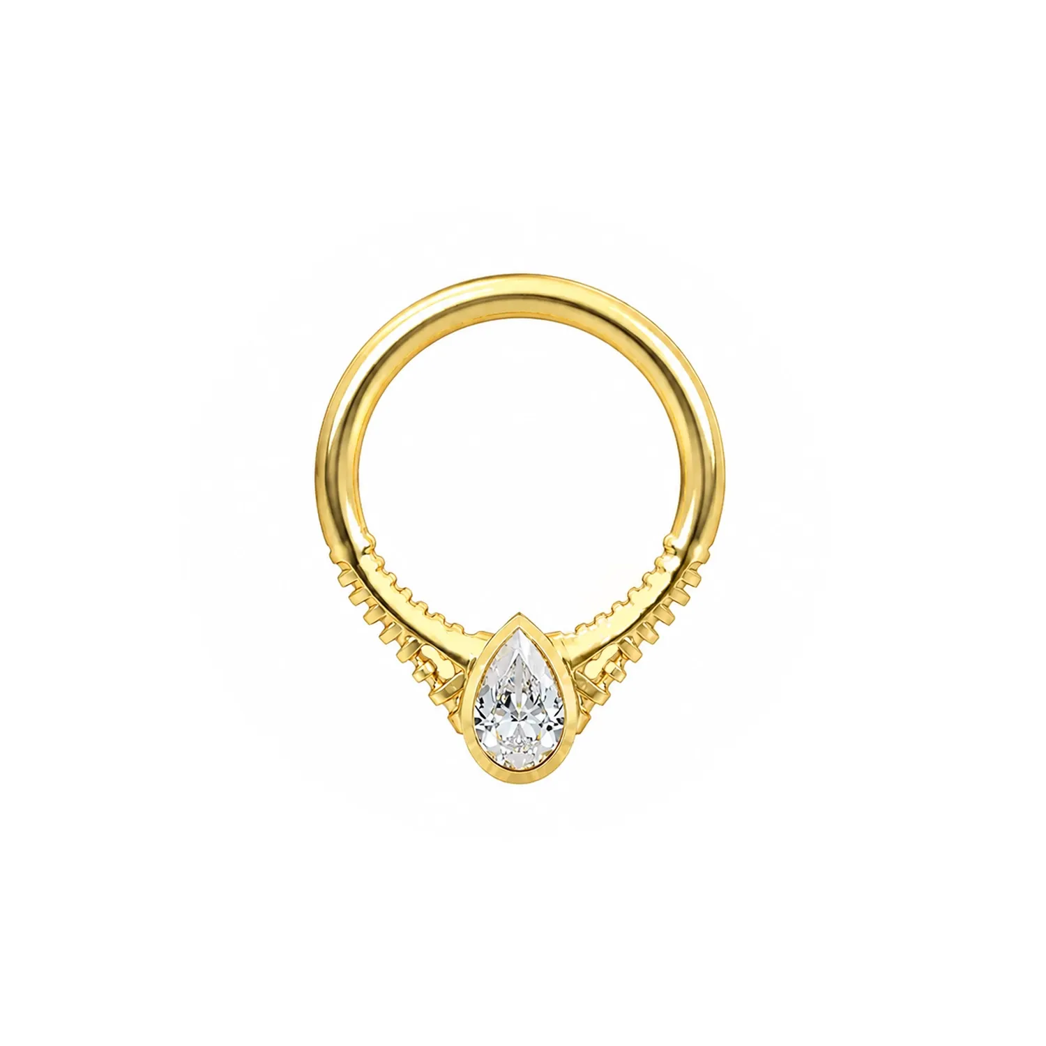 Anatometal 18K Solid Yellow Gold Puma Seam ring 1 x 7,1 mm - White Cubic Zirconia