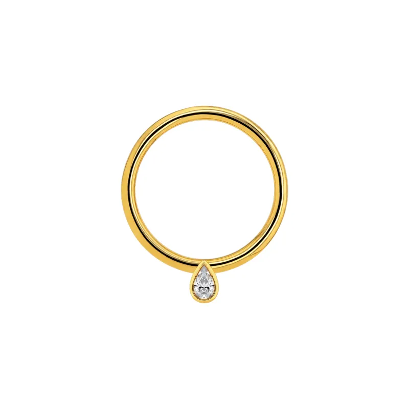 Anatometal 14K Solid Yellow Gold Pear Seam ring 1.2 x 7,1 mm - White Cubic Zirconia