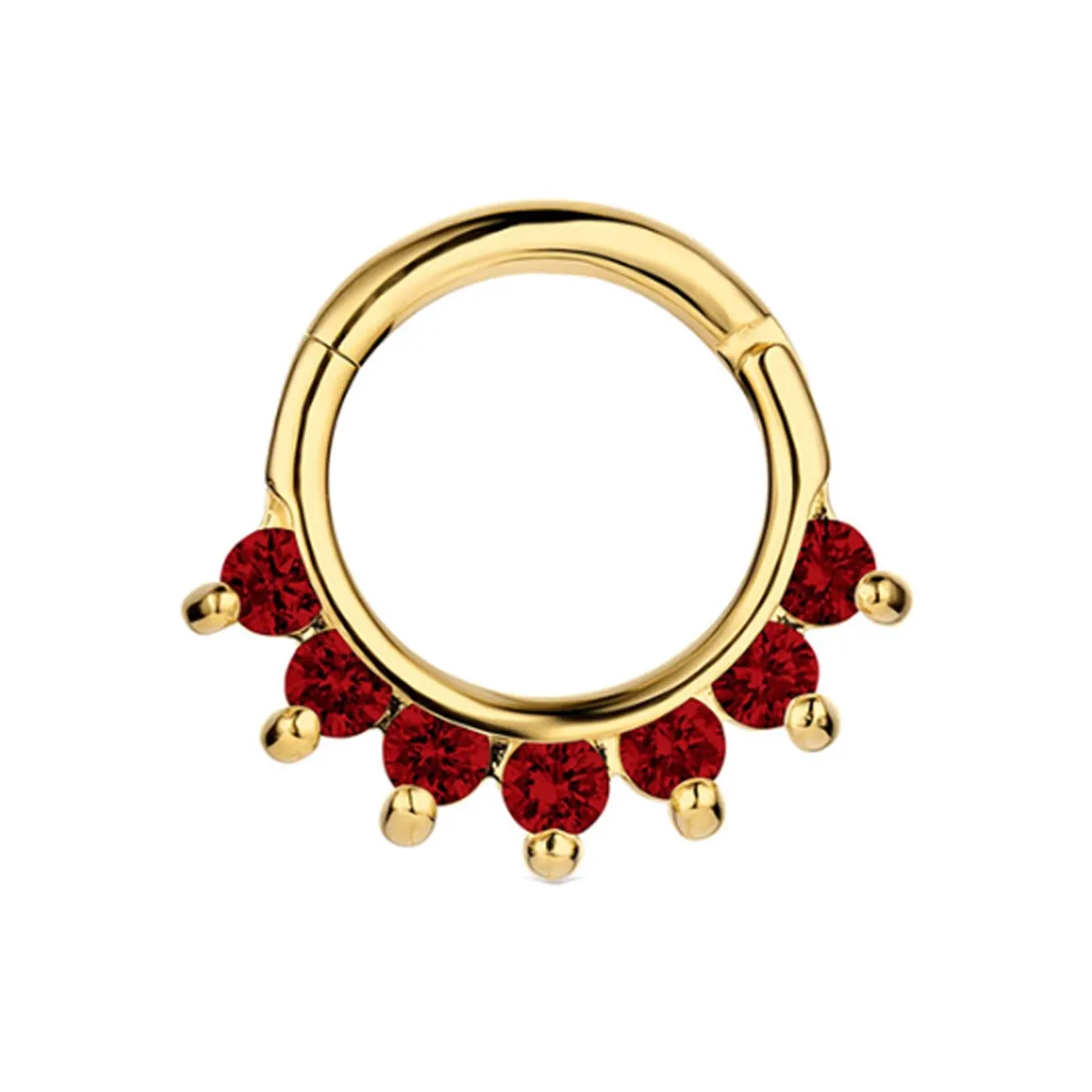 Industrial Strength 18K Solid Yellow Gold Clicker Ring - Hera Red Garnet Industrial Strength 18K Solid Yellow Gold Clicker Ring - Hera Red Garnet