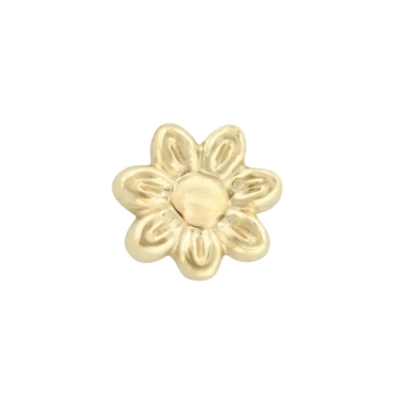 Industrial Strength 18K Solid Yellow Gold Threadless Flower End - 3 mm