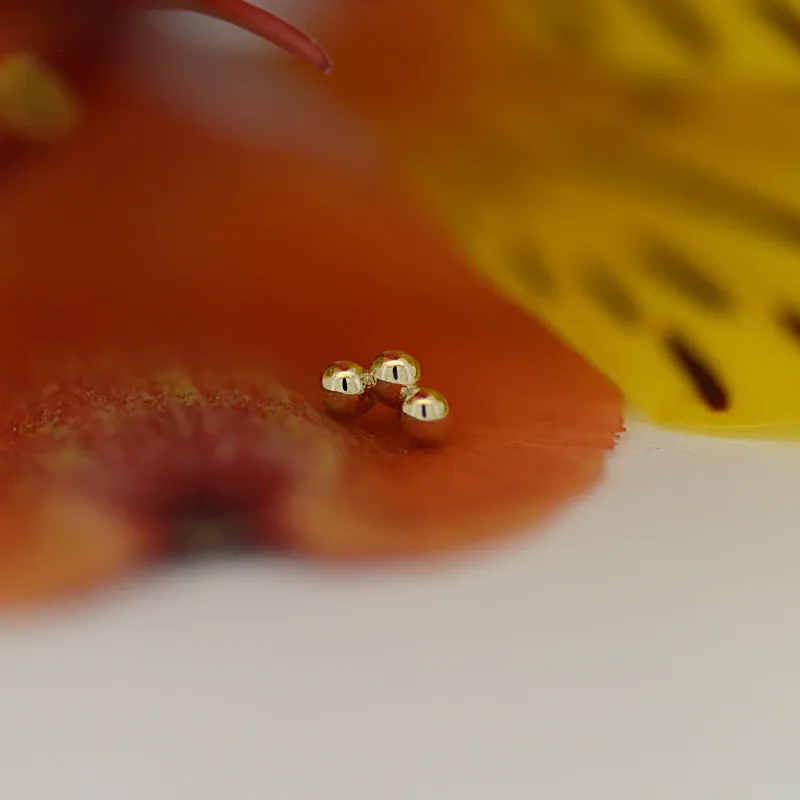 BVLA 14K Solid Yellow Gold Threaded Tri Bead Arc