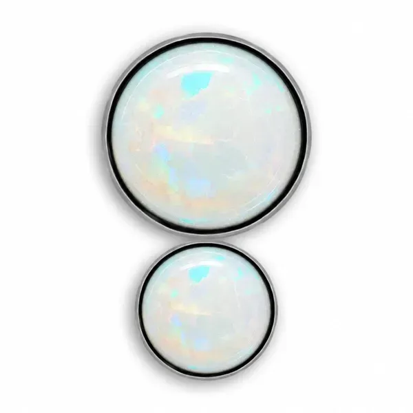Inari Titanium Internally Threaded Double Faux-pal Cabochon - White Opal
