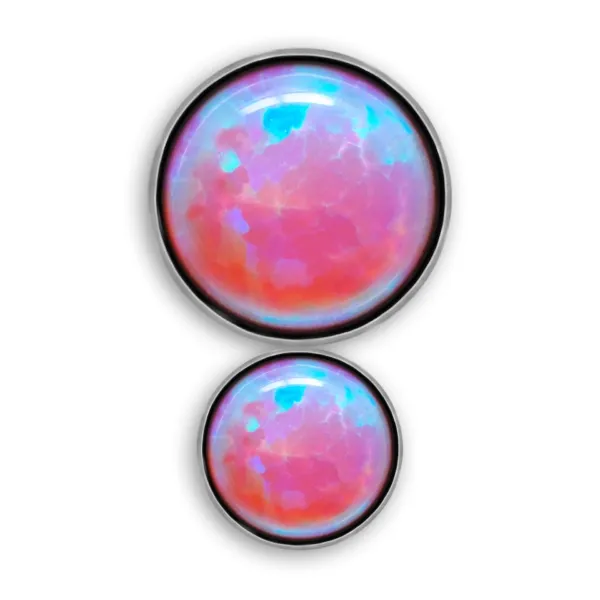 Inari Titanium Internally Threaded Double Faux-pal Cabochon - Pink Opal Inari Titanium Internally Threaded Double Faux-pal Cabochon - Pink Opal