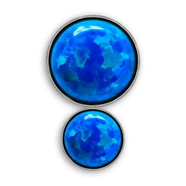 Inari Titanium Internally Threaded Double Faux-pal Cabochon - Capri Blue Opal