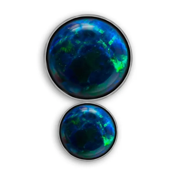 Inari Titanium Internally Threaded Double Faux-pal Cabochon - Black Opal