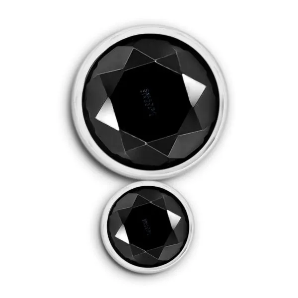 Inari Titanium Internally Threaded Double Facetted Gem - Black CZ