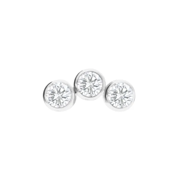 Inari Titanium Internally Threaded Mini Cluster 3 Gems - White CZ Inari Titanium Internally Threaded Mini Cluster 3 Gems - White CZ