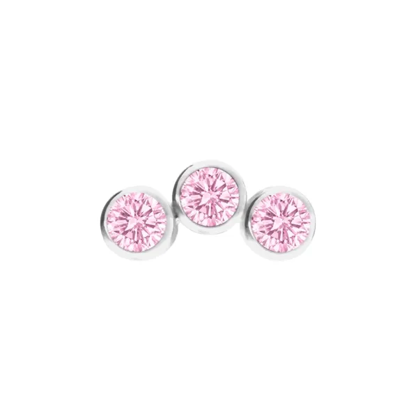 Inari Titanium Internally Threaded Mini Cluster 3 Gems - Pink CZ