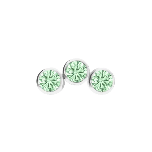 Inari Titanium Internally Threaded Mini Cluster 3 Gems - Light Green CZ