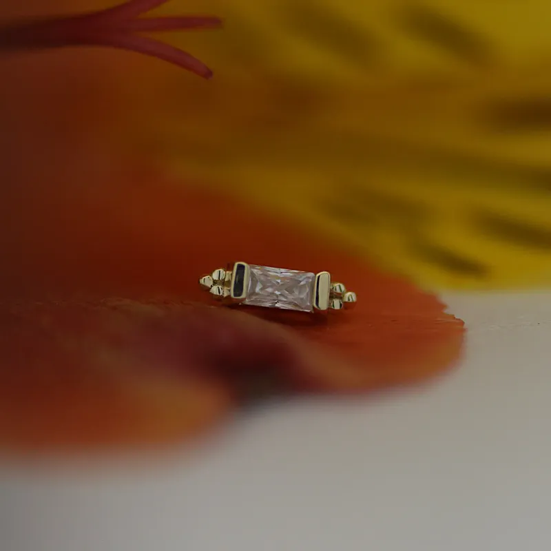 BVLA 14K Solid Yellow Gold Threaded Siva - White Zirconia