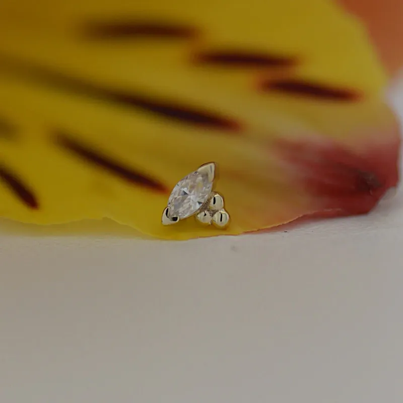 BVLA Marquise V-Prong with Tri Bead Accent Threaded End