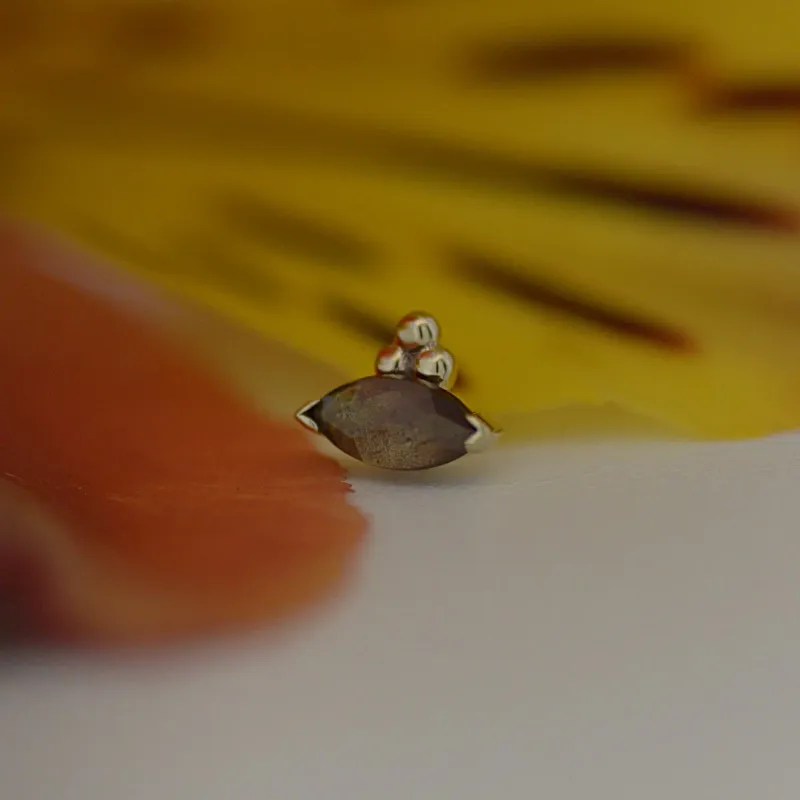 BVLA Marquise V-Prong with Tri Bead Accent Threaded End