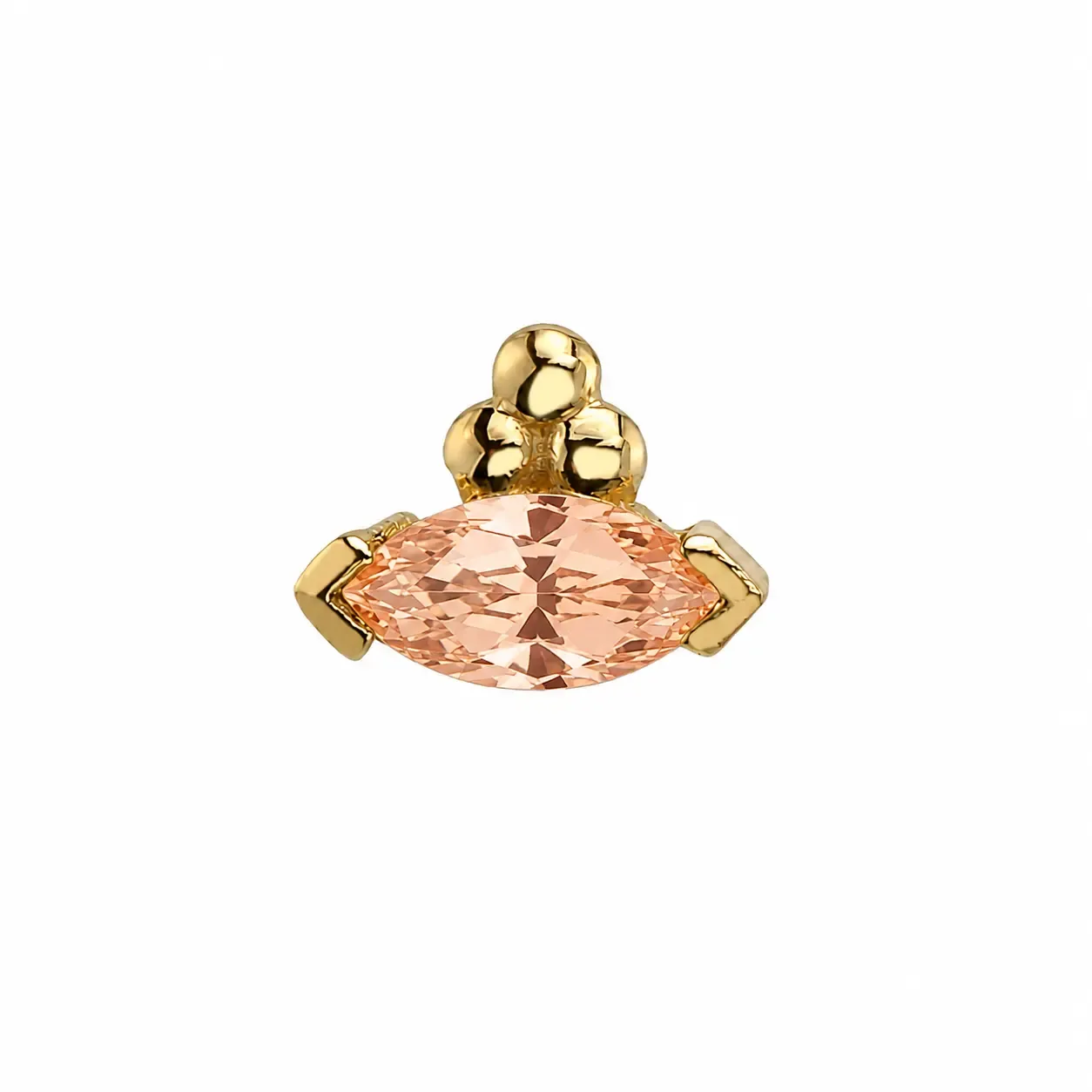 BVLA Marquise V-Prong with Tri Bead Accent Threaded End