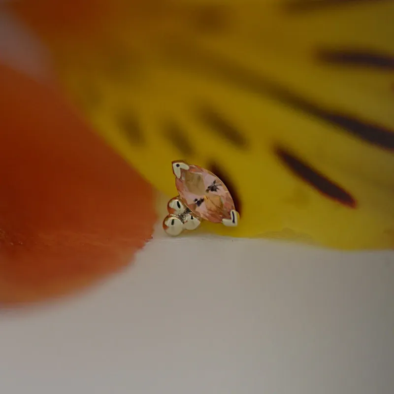 BVLA Marquise V-Prong with Tri Bead Accent Threaded End