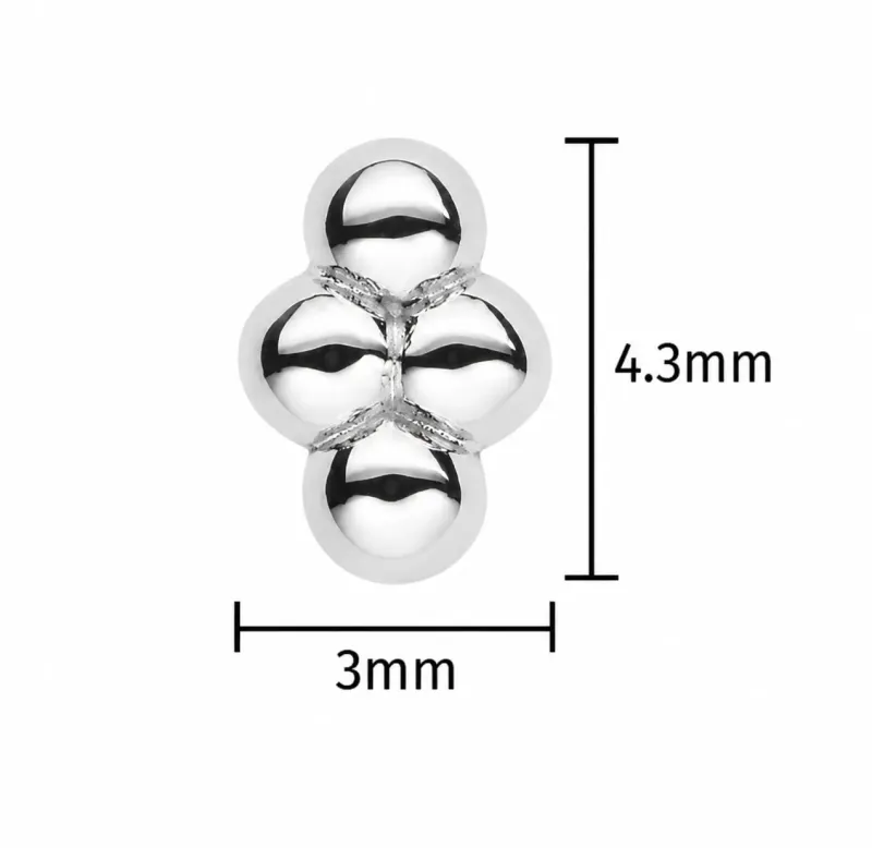 ​Alchemy Adornment 14K White Gold Internally Threaded End – Four Bead (3 x 4.3 mm)