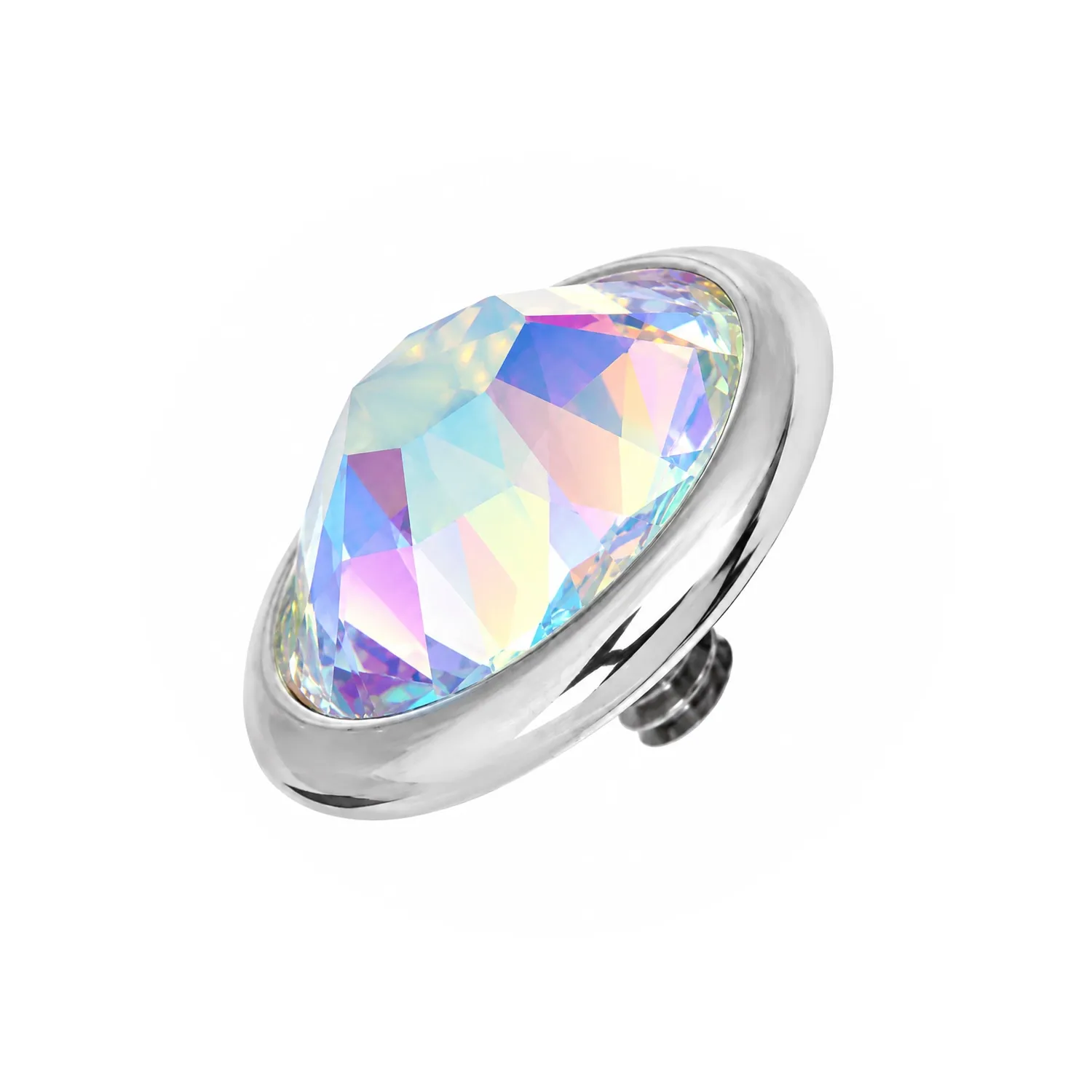 1.6 mm Internally Threaded Flat Back Gem - AB Crystal CZ 1.6 mm Internally Threaded Flat Back Gem - AB Crystal CZ