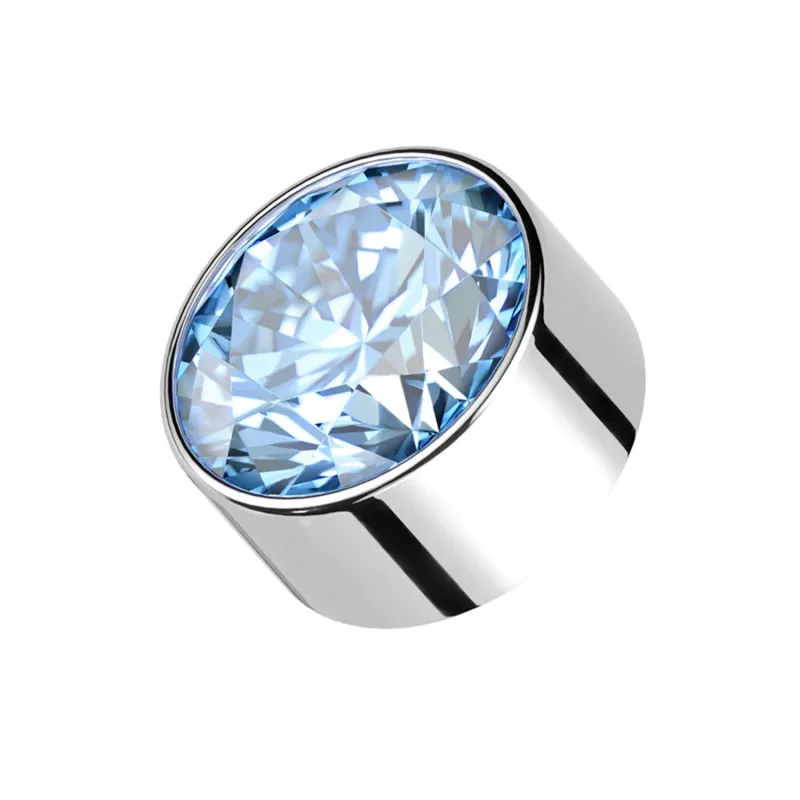 1.6 mm Internally Threaded Bezel Set Gem - Aquamarine CZ