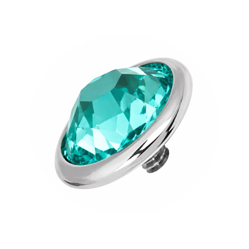 1.6 mm Internally Threaded Flat Back Gem - Blue Zircon CZ