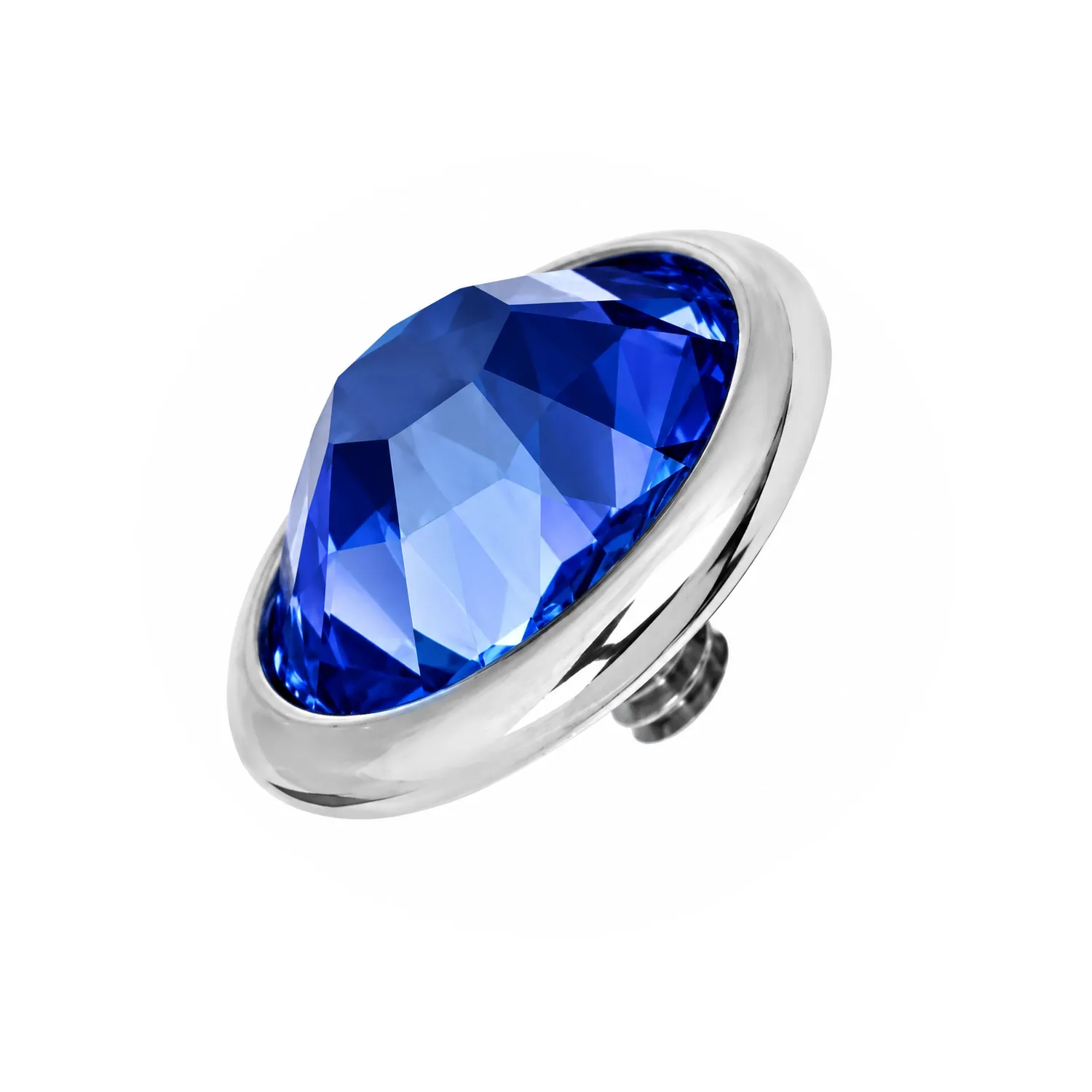 1.6 mm Internally Threaded Flat Back Gem - Saphire CZ 1.6 mm Internally Threaded Flat Back Gem - Saphire CZ