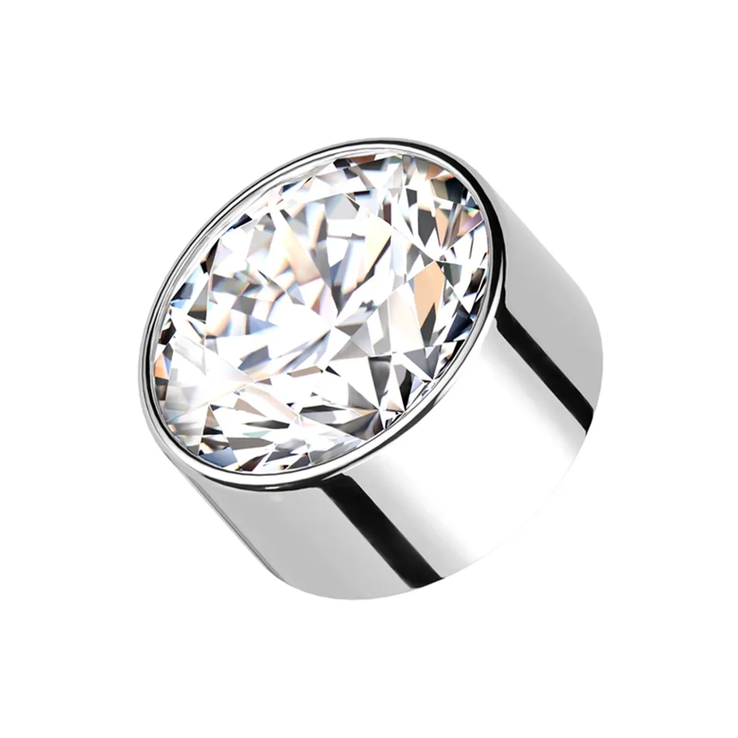 1.6 mm Internally Threaded Bezel Set Gem - White CZ