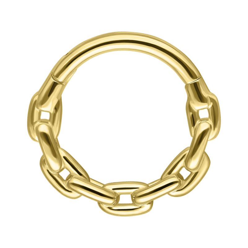 14K Yellow Gold Chain Clicker Ring 1.2 x 10MM